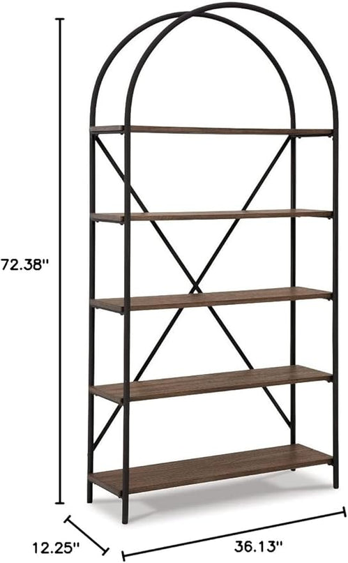Signature Design by Ashley Galtbury Mixed Media Modern 5 Shelf Bookcase, Brown & Black - LeafyLoom