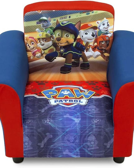 Delta Children Upholstered Chair with PAW Patrol Graphics, Wood Frame, Plush Foam Padding, Side Pockets, for Toddlers and Kids - LeafyLoom