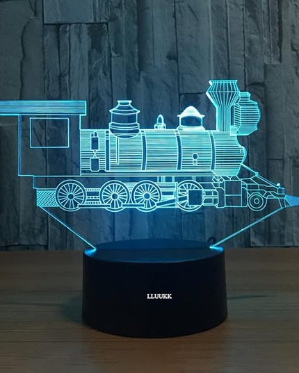 3D Night Light Trains Toy LED Lamp Decor 7 Colors Change Touch Locomotive Engine Desk Lamp Table Light with USB Cable for Room Decor, Best Birthday Gift Christmas Gift for Kids or Adult - LeafyLoom