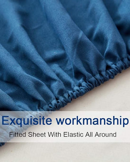 SONORO KATE Bed Sheet Set Super Soft Microfiber 1800 Thread Count Luxury Egyptian Sheets 18-Inch Deep Pocket Wrinkle-3 Piece(Twin, Navy Blue) - LeafyLoom