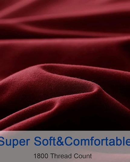SONORO KATE Bed Sheet Set Super Soft Microfiber 1800 Thread Count Luxury Egyptian Sheets 16-Inch Deep Pocket，Wrinkle-4 Piece (Burgundy, Full) - LeafyLoom