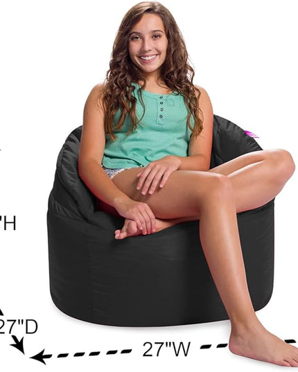 Posh Creations Structured Comfy Seat for Playrooms and Bedrooms, Large Bean Bag Chair, Sonoma Lounger, Black - LeafyLoom