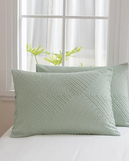 California King Comforter Set Sage Green, Shabby Chic Tufted Design Cal Bed Comforter Fluffy for All Seasons 3PCS (1 Comforter 104"x96", 2 Pillowcases 20X36) - LeafyLoom