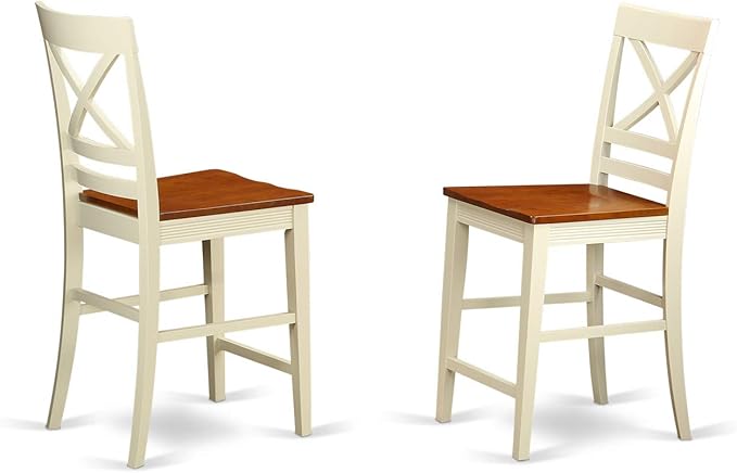 East West Furniture VNQU5-WHI-W Vernon 5 Piece Kitchen Counter Set Includes a Square Room Table and 4 Dining Chairs, 36x36 Inch, Buttermilk & Cherry - LeafyLoom