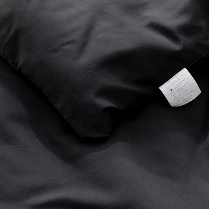 ROSGONIA King Size Comforter Set Black, 3pcs (1 Black Comforter & 2 Pillowcases), All Season Bedding Lightweight Bedspread Blanket Quilt Bed Set - LeafyLoom