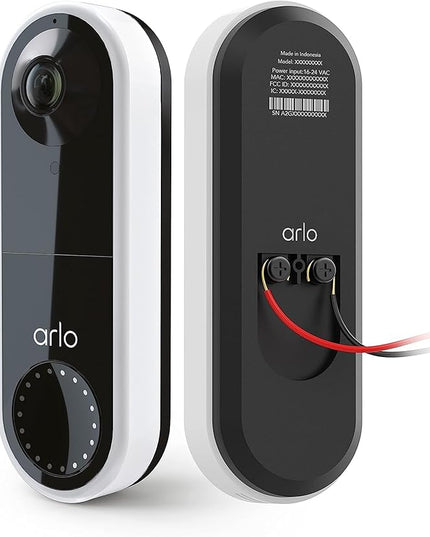 Arlo Essential Wired Video Doorbell - HD Video, 180° View, Night Vision, 2 Way Audio, DIY Installation (wiring required), Security Camera, Doorbell Camera, Home Security Cameras, White - AVD1001 Arlo