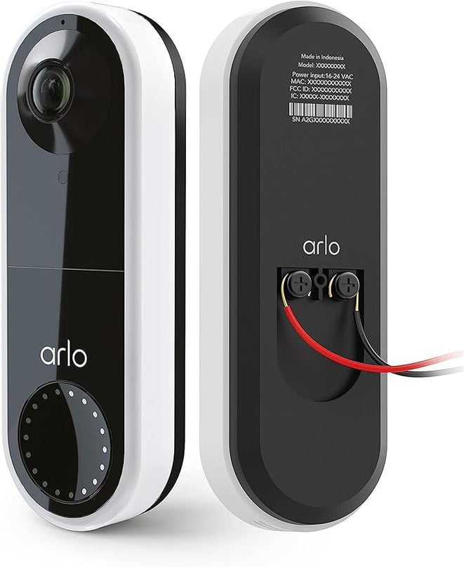 Arlo Essential Wired Video Doorbell - HD Video, 180° View, Night Vision, 2 Way Audio, DIY Installation (wiring required), Security Camera, Doorbell Camera, Home Security Cameras, White - AVD1001 Arlo