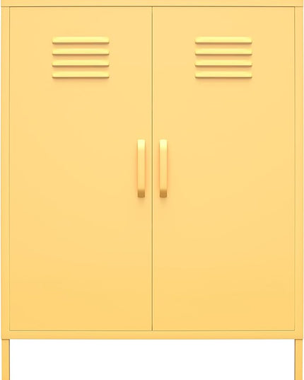 Novogratz Cache 2 Door Metal Locker Storage, Yellow Cabinet - LeafyLoom
