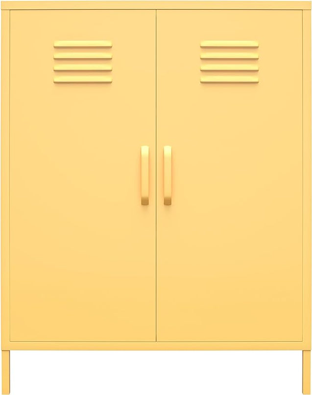 Novogratz Cache 2 Door Metal Locker Storage, Yellow Cabinet - LeafyLoom