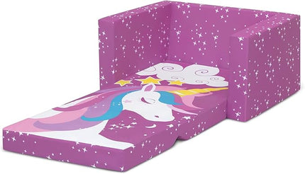 Delta Children Unicorn Cozee Flip-Out Chair For Relaxing - 2-in-1 Convertible Lightweight,Portable Chair to Lounger for Toddlers & Kids - LeafyLoom