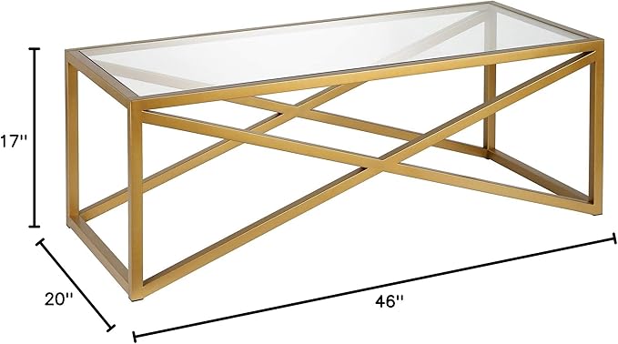 Calix 46'' Wide Rectangular Coffee Table in Brass - LeafyLoom