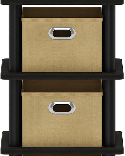 Furinno LACi 4-Bins System Rack, 11.3(W) x 28.8(H) Inch, Espresso/Black - LeafyLoom