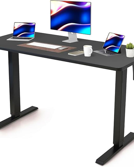 Whole Piece DeskTop Manual Standing Desk Adjustable Height- Crank Stand Up Desk, Sit Stand Desk with Frame Computer Desk 48 x 24 Inch - LeafyLoom