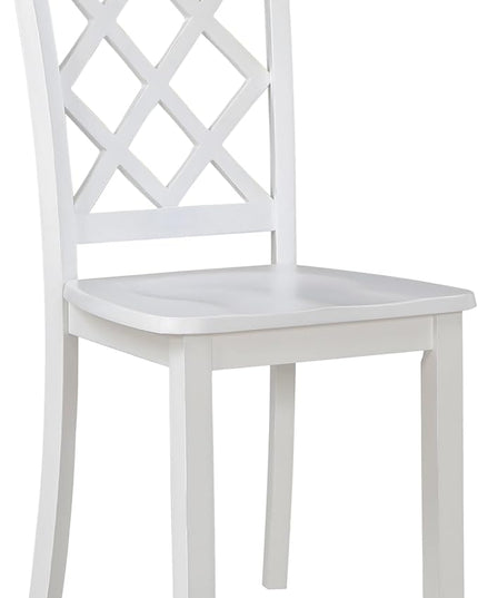 NicBex Small Kitchen Table Set for 4 Dining Table Set 5Pc Dining Set White Finish Dining Table and Four Side Chairs Set with Lattice-Back for Small Space, Apartment, White - LeafyLoom