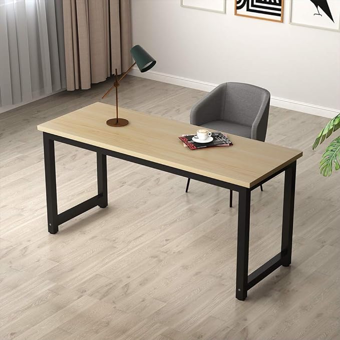 Tribesigns Computer Desk, Large Office Desk Computer Table Study Writing Desk for Home Office, Walnut + Black Leg, 63 X 23.6 inch - LeafyLoom