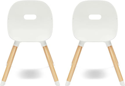 Lalo The Play Chair, Wooden and Non-Toxic Plastic Kids and Toddler Chair - Sturdy Bucket Seat and Easy to Clean Kids Chair with up to 200 lb. Weight Capacity, Set of 2 - Coconut - LeafyLoom