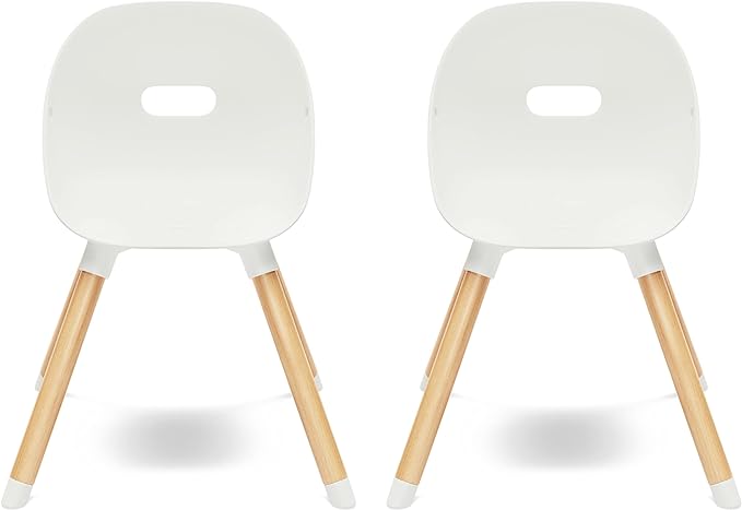 Lalo The Play Chair, Wooden and Non-Toxic Plastic Kids and Toddler Chair - Sturdy Bucket Seat and Easy to Clean Kids Chair with up to 200 lb. Weight Capacity, Set of 2 - Coconut - LeafyLoom