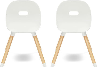 Lalo The Play Chair, Wooden and Non-Toxic Plastic Kids and Toddler Chair - Sturdy Bucket Seat and Easy to Clean Kids Chair with up to 200 lb. Weight Capacity, Set of 2 - Coconut - LeafyLoom