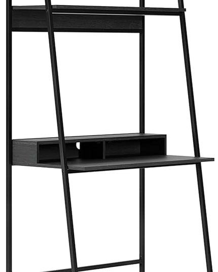 Signature Design by Ashley Yarlow Modern Home Office Writing Desk with Shelf, Black - LeafyLoom