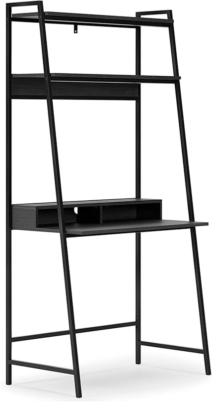 Signature Design by Ashley Yarlow Modern Home Office Writing Desk with Shelf, Black - LeafyLoom