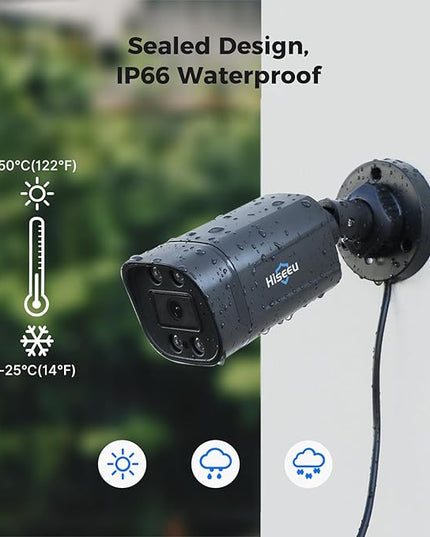 Hiseeu 3K Wired Outdoor Security Camera System with Audio,5MP 8CH Surveillance DVR,8 X5MP IP66 Weatherproof Cameras & 1TB HDD,Dual Light,Human/Vehicle Detection,Smart Playback for Home Security Hiseeu