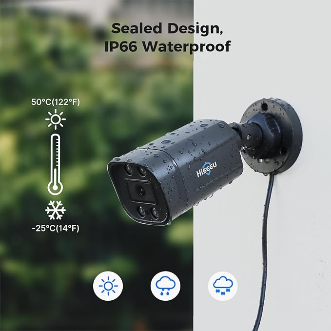 Hiseeu 3K Wired Outdoor Security Camera System with Audio,5MP 8CH Surveillance DVR,8 X5MP IP66 Weatherproof Cameras & 1TB HDD,Dual Light,Human/Vehicle Detection,Smart Playback for Home Security Hiseeu