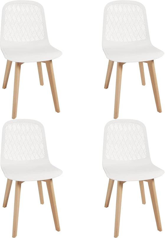 Armless Modern Chairs with Wood Legs for Living, Bedroom, Kitchen,Dining,Lounge Waiting Room, Restaurants, Cafes, Set of 4… - LeafyLoom