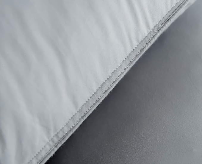 Grey Goose Feather Down Pillow for Back, Stomach or Side Sleepers 2 Pack,100% Cotton Cover Queen Size (20X30IN) Grey - LeafyLoom