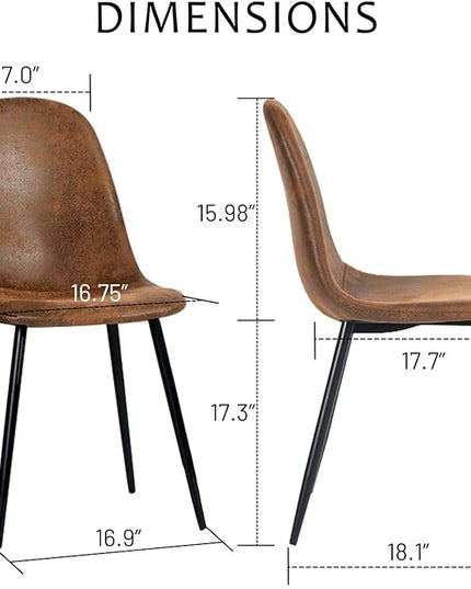 FurnitureR Dining Chairs Comfortable Upholstered Side Seating Armless for Home Kitchen Bedroom Living Room Guest Restaurant Cafe (Brown, Set of 4) - LeafyLoom