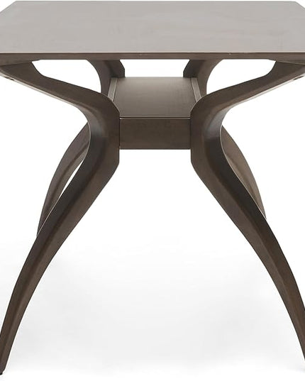 Christopher Knight Home Nissie Mid-Century Wood Dining Set with Fabric Chairs, 5-Pcs Set, Natural Walnut Finish / Light Beige - LeafyLoom