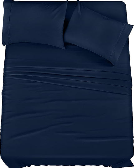 Utopia Bedding Full Bed Sheets Set - 4 Piece Bedding - Brushed Microfiber - Shrinkage and Fade Resistant - Easy Care (Full, Navy) - LeafyLoom