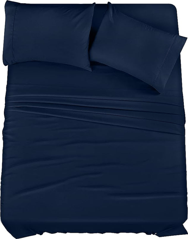 Utopia Bedding Full Bed Sheets Set - 4 Piece Bedding - Brushed Microfiber - Shrinkage and Fade Resistant - Easy Care (Full, Navy) - LeafyLoom
