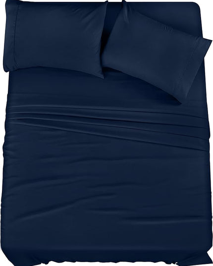 Utopia Bedding Queen Bed Sheets Set - 4 Piece Bedding - Brushed Microfiber - Shrinkage and Fade Resistant - Easy Care (Queen, Navy) - LeafyLoom
