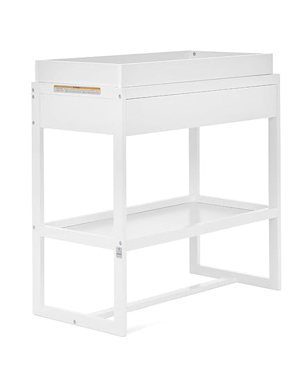 Arlo Changing Table in White, Made of Solid New Zealand Pinewood, Non-Toxic Finish, Comes with Water Resistant Mattress Pad & Safety Strap - LeafyLoom