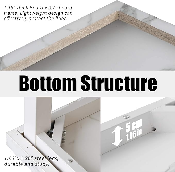 TOPSKY 59" Big Large Computer Office Desk 1.88" Thickness Desktop (White Marble Texture) - LeafyLoom