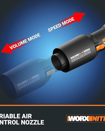 WORX Nitro 40V LEAFJET WG585 Leaf Blower Cordless with Battery & Charger, PowerShare, Blowers for Lawn Care Up to 165 MPH 620 CFM, Lightweight with High-Power Turbine Fan and Brushless Motor - LeafyLoom