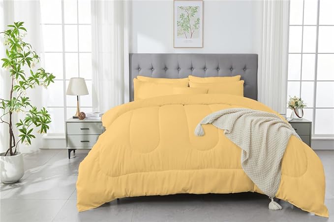 3 Piece Solid Color All Season Bedding Comforter Set Microfiber Soft Lightweight Bedding Set for Kids Teens Adults Room Decor with 1 Comforter and 2 Pillowcases King - LeafyLoom
