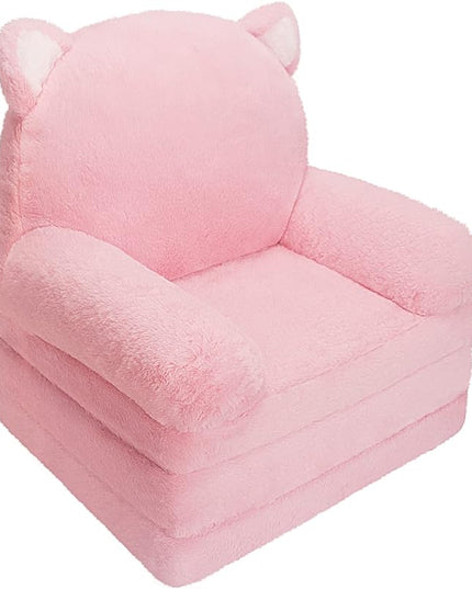 Toddler Chair Comfy, Kids Couch Fold Out, Soft Baby Chairs,kids lounge chair for Play,Gift for 0-3 Years,Pink Kitty - LeafyLoom
