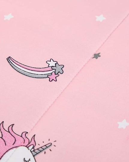 UOZZI BEDDING Bed in a Bag 7 Pieces King Size Unicorn Pink with Rainbow Star - Soft Microfiber, Reversible Bed Comforter Set (1 Comforter, 2 Pillow Shams, 1 Flat Sheet, 1 Fitted Sheet, 2 Pillowcases) - LeafyLoom