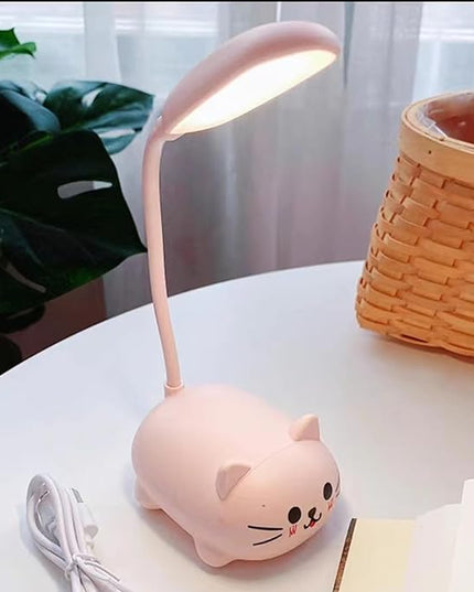 LED Desk Lamp，Mini Cat Night Light, Portable LED Table Light, Cute Foldable USB Rechargeable Reading Light Bedroom Children's Bedside Study (Pink) - LeafyLoom