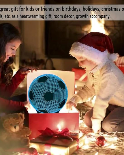 Soccer Gifts Light, Soccer 3D Illusion Lamp Best Gifts for Teen Boys Night Light for Kids Bedroom Room, Football Decor with Remote Control 7 Colors Changing Lights for Birthday, Halloween, Xmas Gift - LeafyLoom