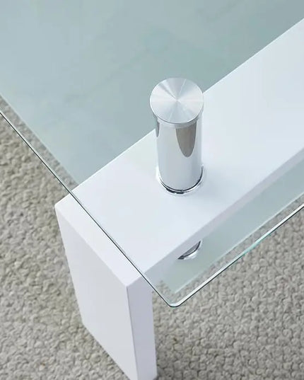 Coffee Table - Rectangle Glass Coffee Table with Simple and Classical Inspired Design, Easy Assembly for Modern Living, 39.5 * 23.5 * 17.5 inches (White) - LeafyLoom