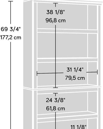 Sauder Miscellaneous Storage 5-Shelf Bookcase/Book Shelf, Mystic Oak Finish - LeafyLoom