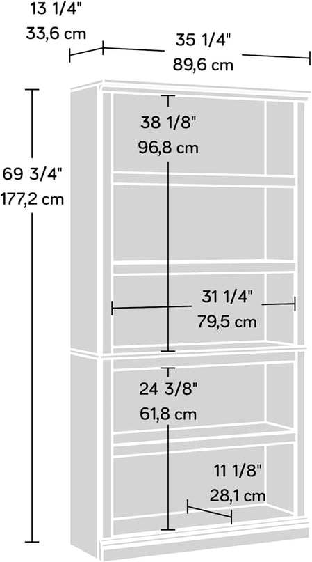 Sauder Miscellaneous Storage 5-Shelf Bookcase/Book Shelf, Mystic Oak Finish - LeafyLoom