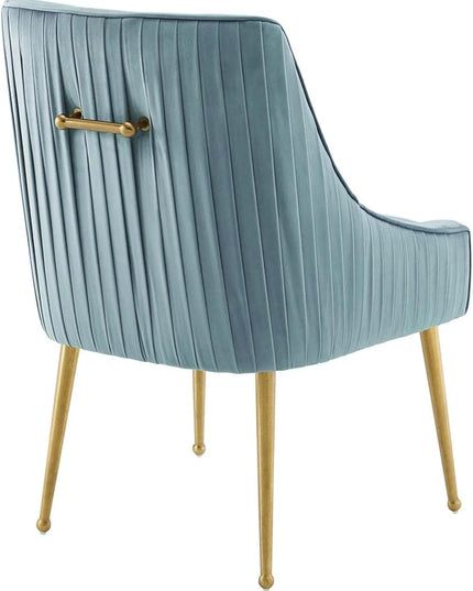 Modway Discern Pleated Back Upholstered Performance Velvet Dining Chair Set of 2, Light Blue - LeafyLoom
