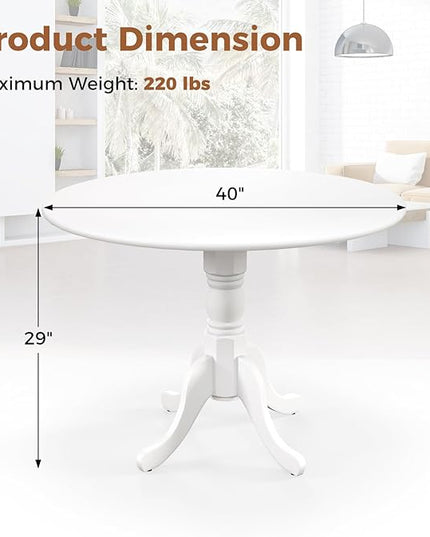 Round Dining Table, All White - LeafyLoom
