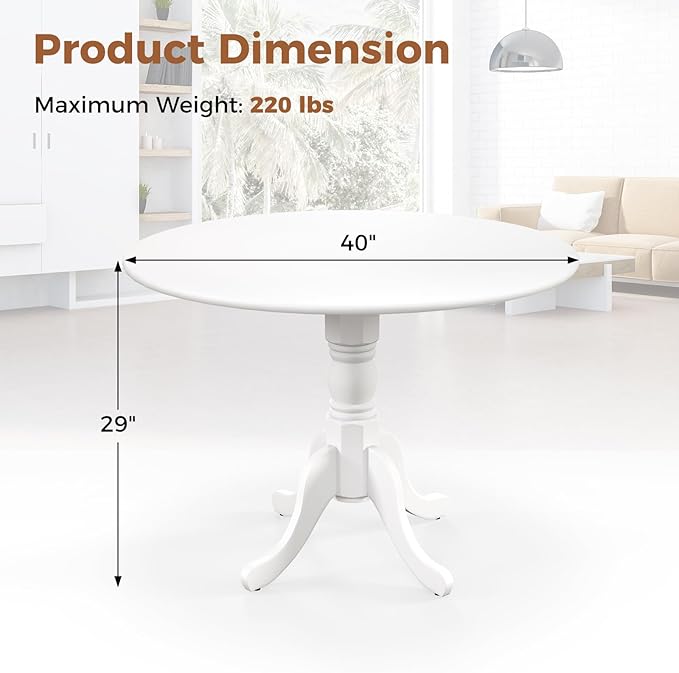 Round Dining Table, All White - LeafyLoom