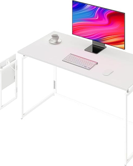 Folding Desk 30 Inch - Small Foldable Desk for Small Space Minimalist, Space Saving Collapsible Compact Desk Portable Table for Craft, Writing, Study and Work (No Assembly Required) - LeafyLoom
