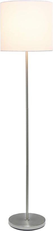 Simple Designs LF2004-WHT-LB 57" Traditional Brushed Nickel Stick Floor Lamp with White Shade for Living Room, Hallway, Entryway, Bedroom, Office, with Feit LED Bulb Included - LeafyLoom