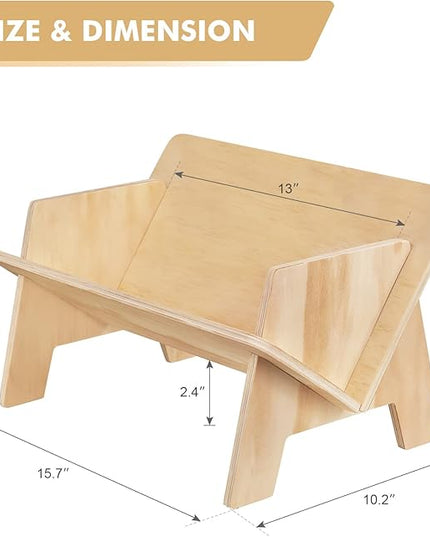 Wooden Tabletop Bookshelf Titled Desktop Bookshelf Cookbook Shelf,Small Bookcases for Magazine Books CDs,Book Rack Desk Book Organizer in Living Room/Office/Bedroom (Burlywood) - LeafyLoom